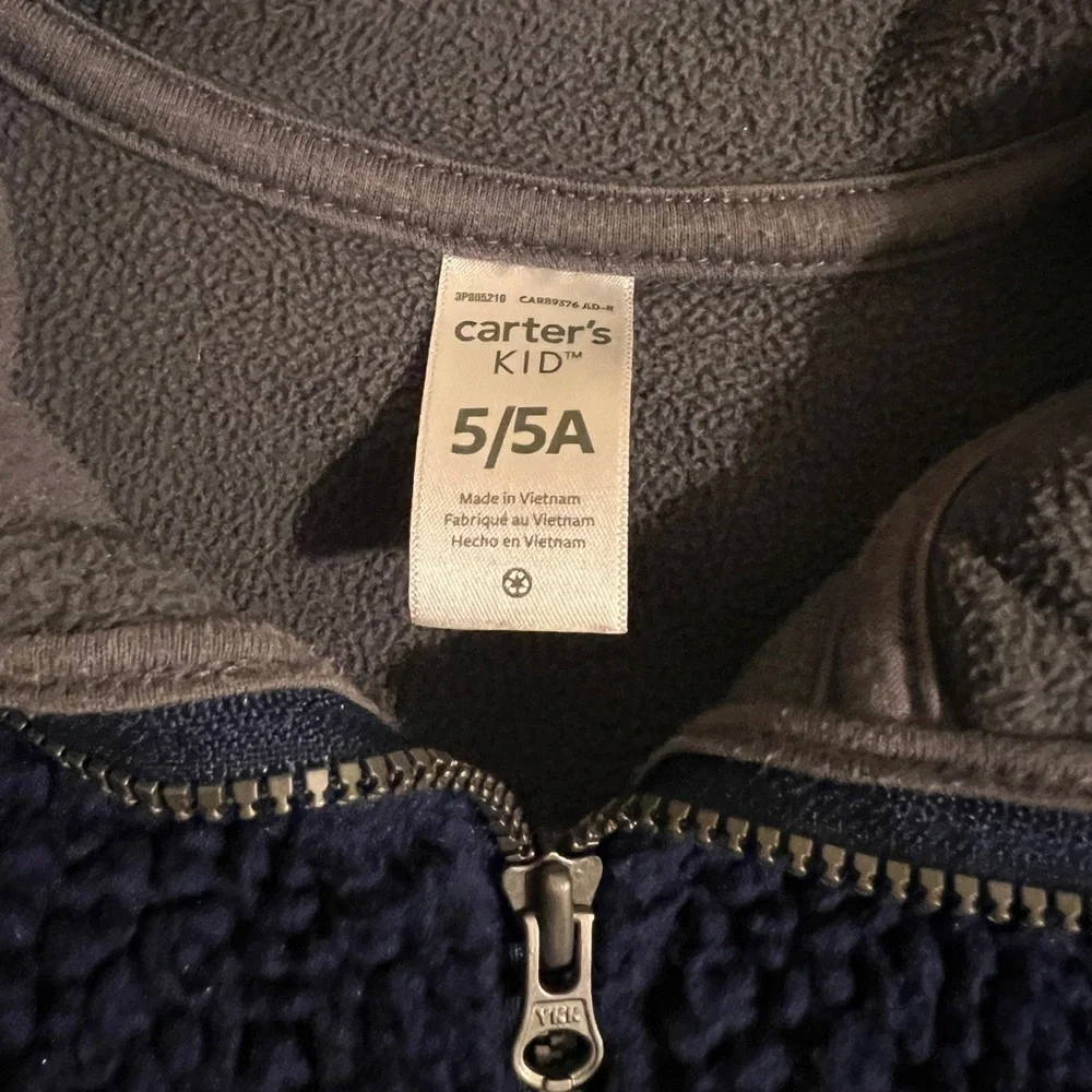 Carter's Navy and Gray Sherpa Fleece lined pullover